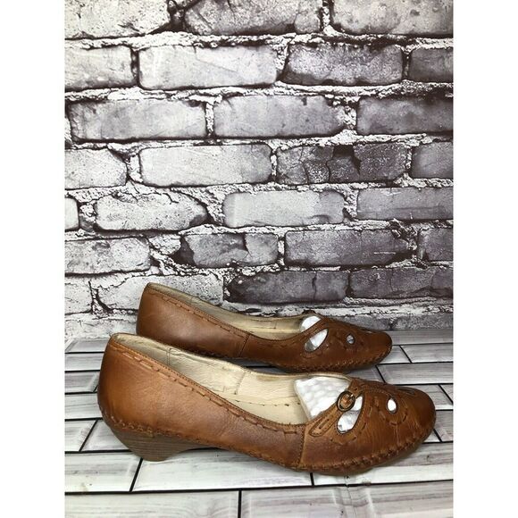 Pikolinos Brown Leather Cut Out Floral Pump Heel Shoes Women’s Sz 41EU/10.5M US - Picture 3 of 16